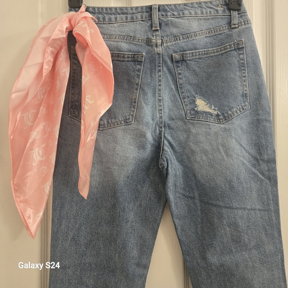 Medium Blue Distressed Stretch Denim Jeans Size 28 New - Picture 5 of 7